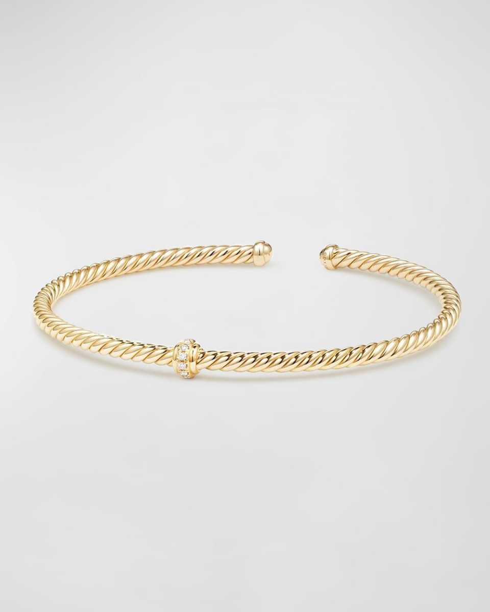 Cablespira 18k Gold Flex Bracelet with Diamond Center Station